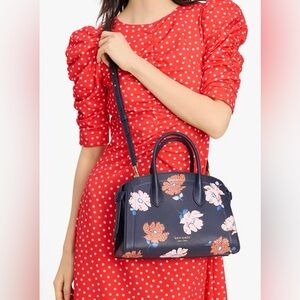 🆕 Kate Spade ♠️ Knott Dotty Floral Embossed Medium Zip-top Satchel
